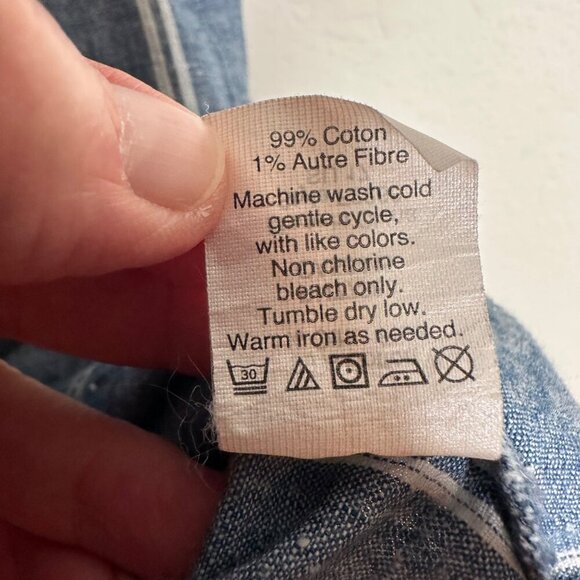 J. Crew Chambray Striped Off Shoulder dress Sz Large - Picture 8 of 8